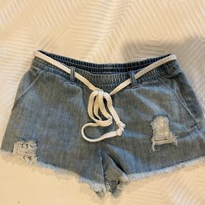 American Eagle Aerie Denim Chambray Shorts Drawstring, Size Small
